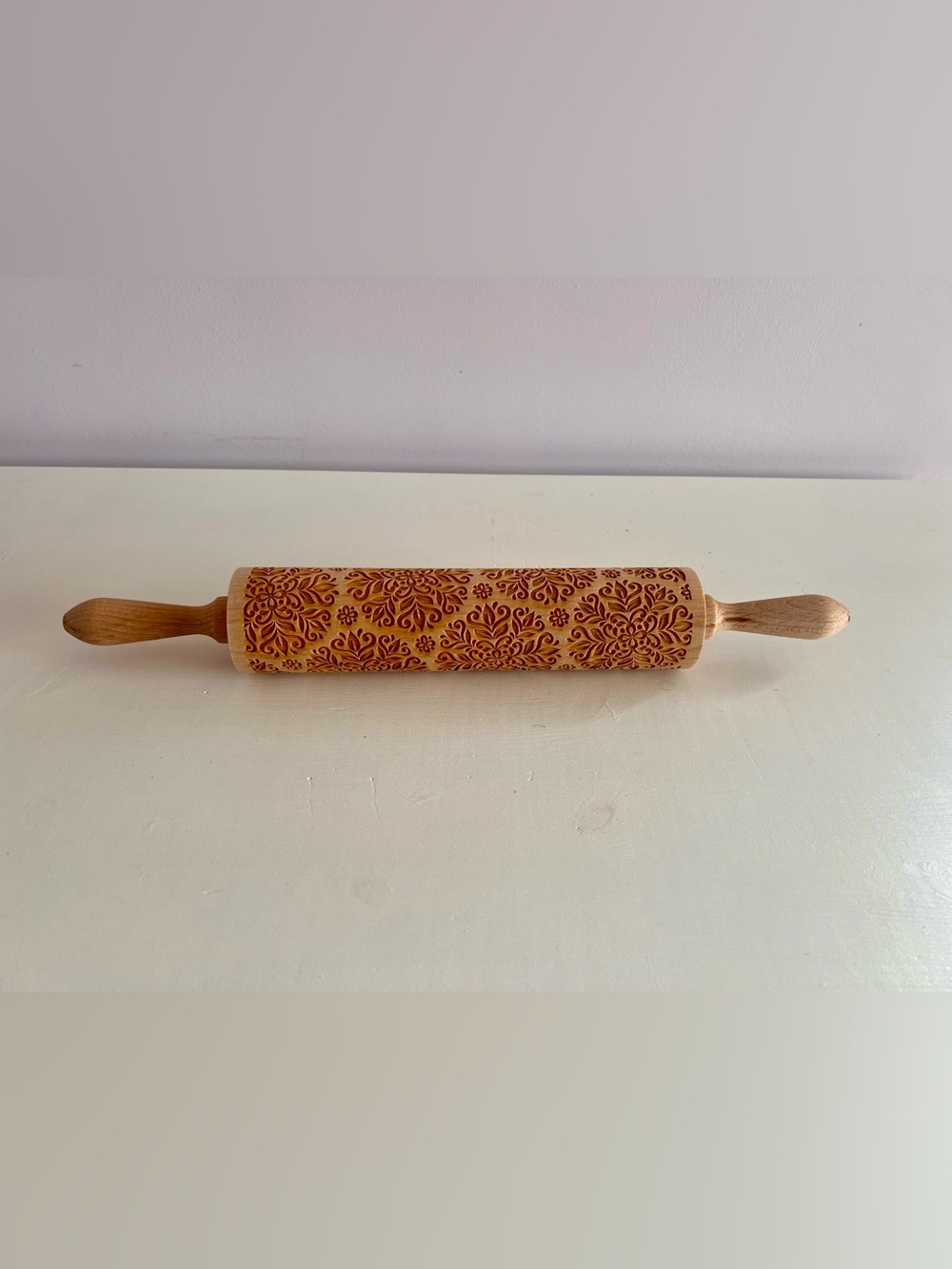 Engraved Valek Floral Wood Rolling Pin